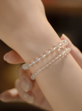转运珠简约ins天然白水晶手链女