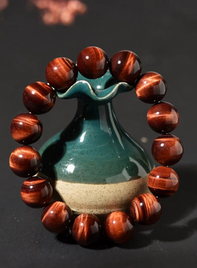 招财本命年天然红虎眼石手链男女