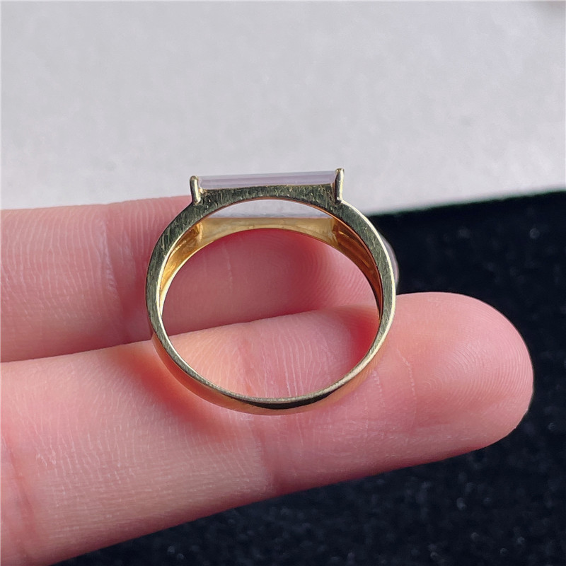 New product in September Hongyu Jadeite 18k gold inlaid ice seed white ice Wushi brand exquisite ring A880904