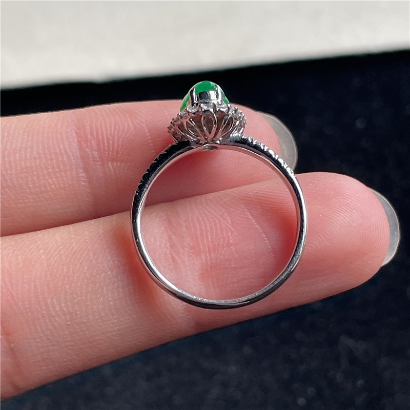 New product in September Hongyu Jadeite 18k gold inlaid ice waxy full color full green fortune gourd ring A910914
