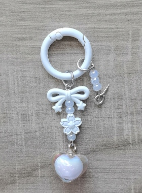 新款爱心花花蝴蝶结手工DIY手作羊角钉提溜钥匙扣手机挂包挂