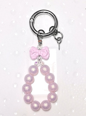 新款蝴蝶结亚克力串珠手提链diy手机壳耳机套挂饰挂件学生水杯