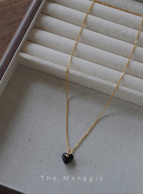 黑色桃心公主爱心项链