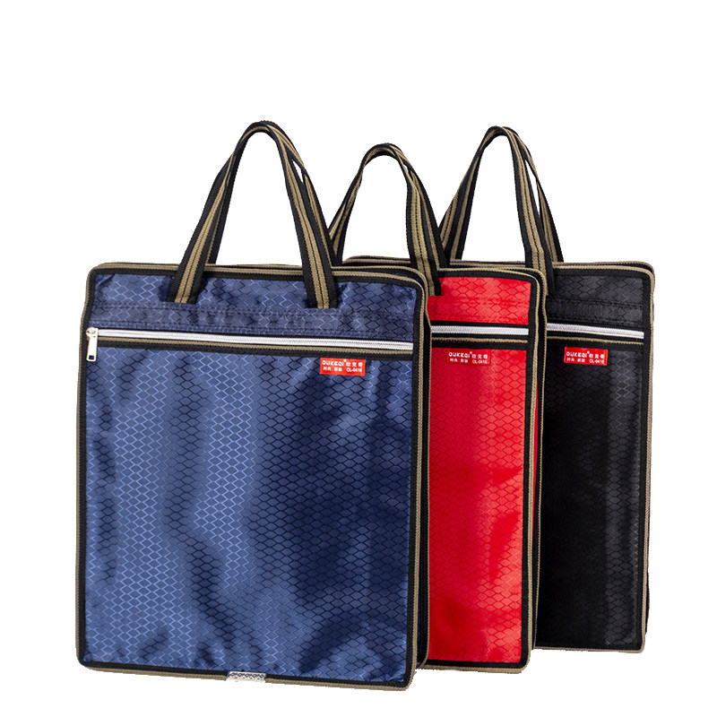 帆布文件袋拉链大容量帆布防水商务办公会议手提公文包拎书袋定制 - 图3