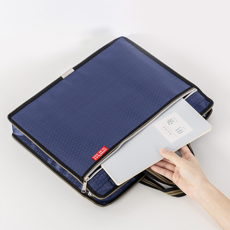 帆布文件袋拉链大容量帆布防水商务办公会议手提公文包拎书袋定制 - 图0