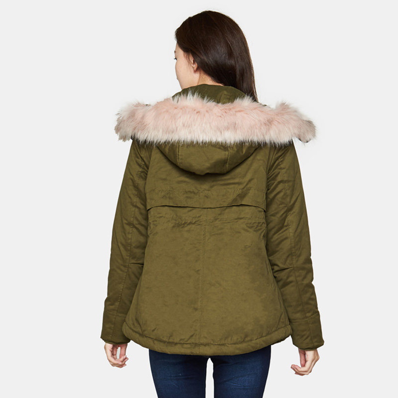 艾格冬季女装时尚百搭纯色加厚连帽 艾格银座短外套