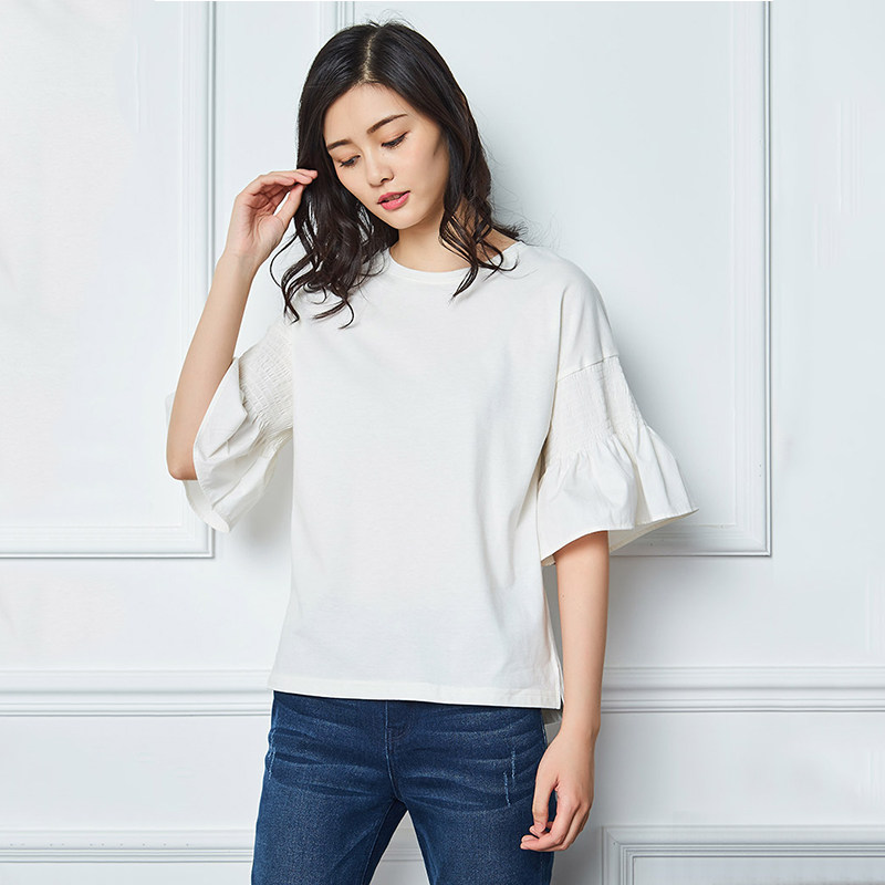 艾格夏季女装时尚百搭休闲针织衫 艾格银座毛针织衫