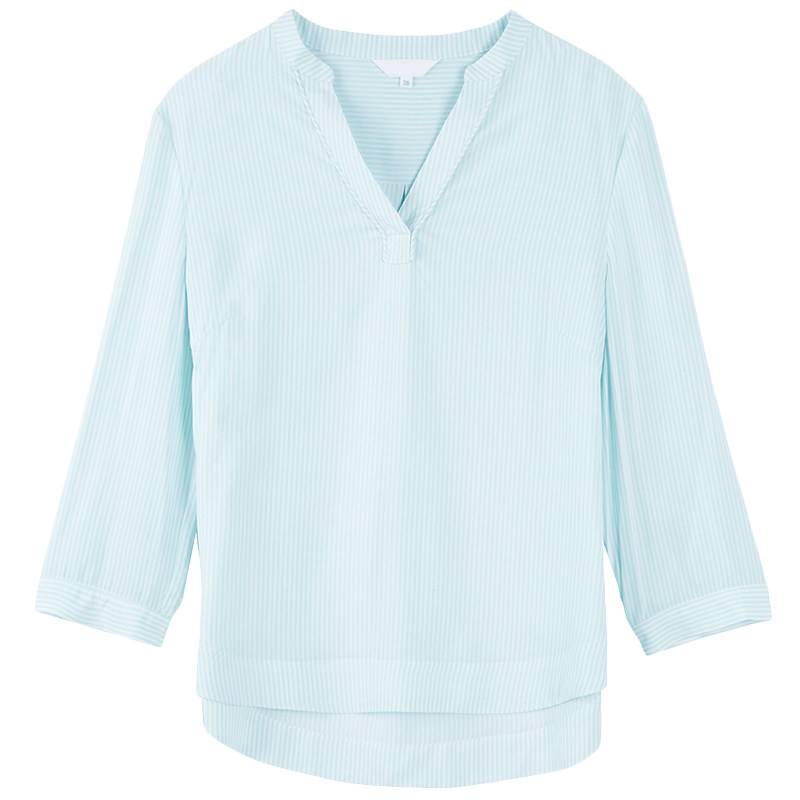 艾格直筒v领z153休闲衫 艾格银座衬衫