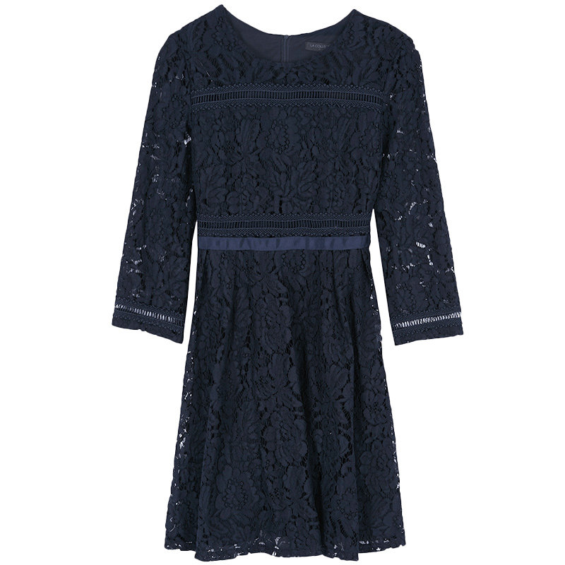 【断码s】艾格新款修身长袖女连衣裙 艾格银座连衣裙