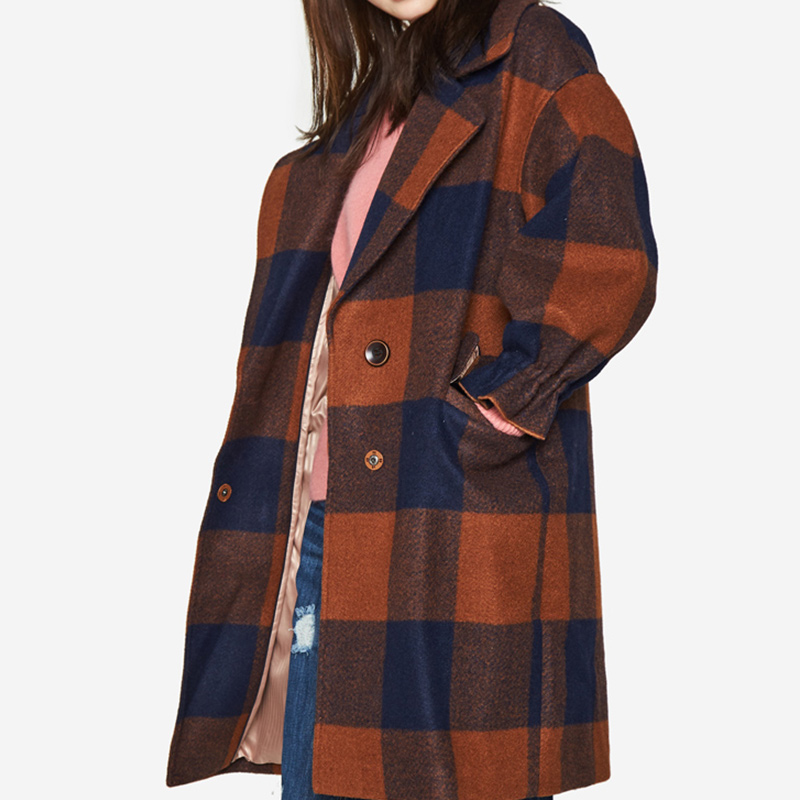 【断码s】艾格冬季女装休闲毛呢大衣 艾格银座毛呢外套