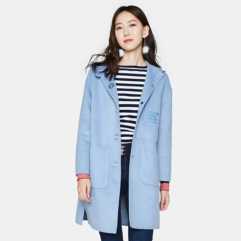 艾格春秋季女装新品羊毛毛呢大衣 艾格银座风衣