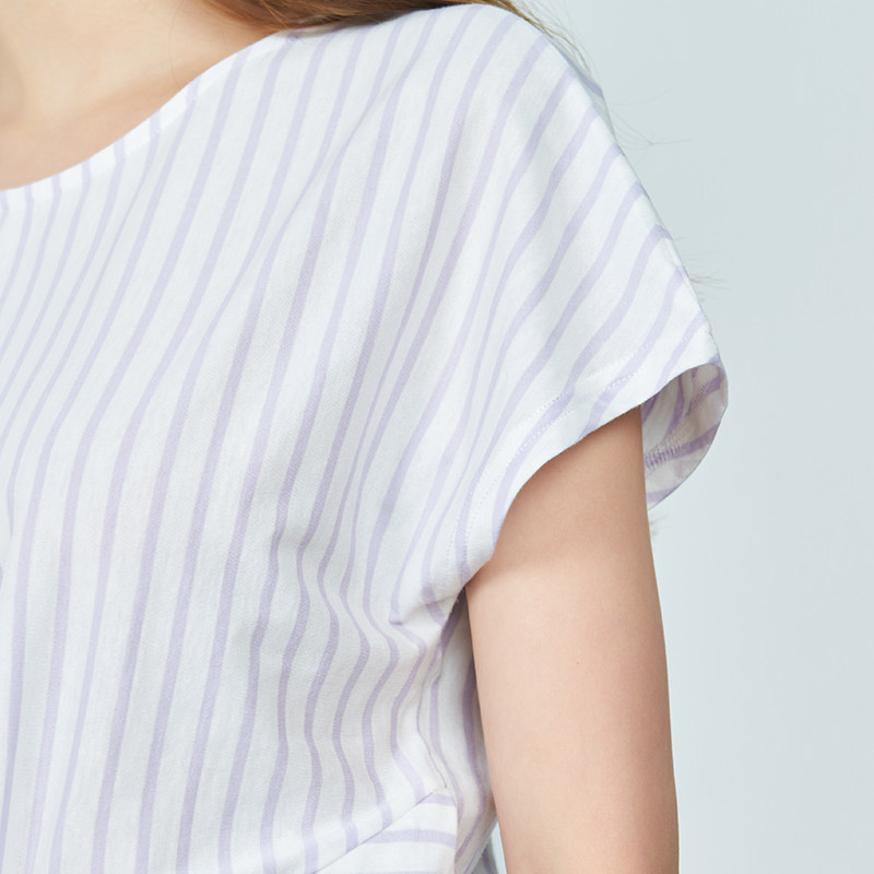 艾格夏季女装时尚百搭休闲宽松圆领 艾格银座T恤