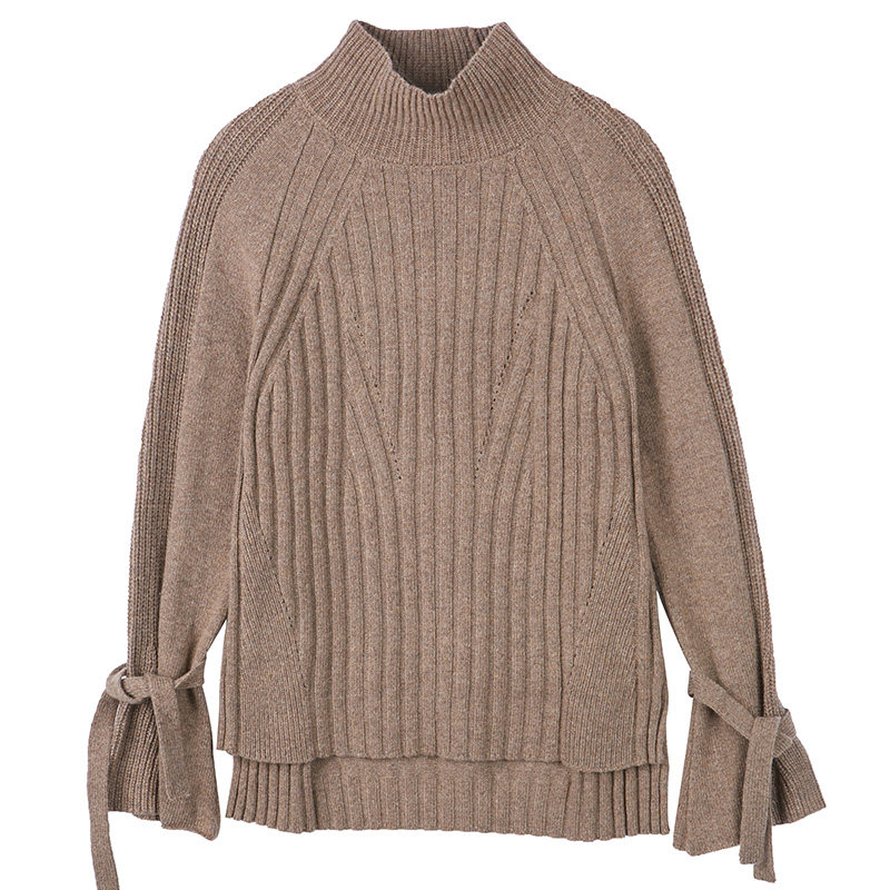 艾格秋季新款纯色简约个性毛针织衫 艾格银座毛针织衫