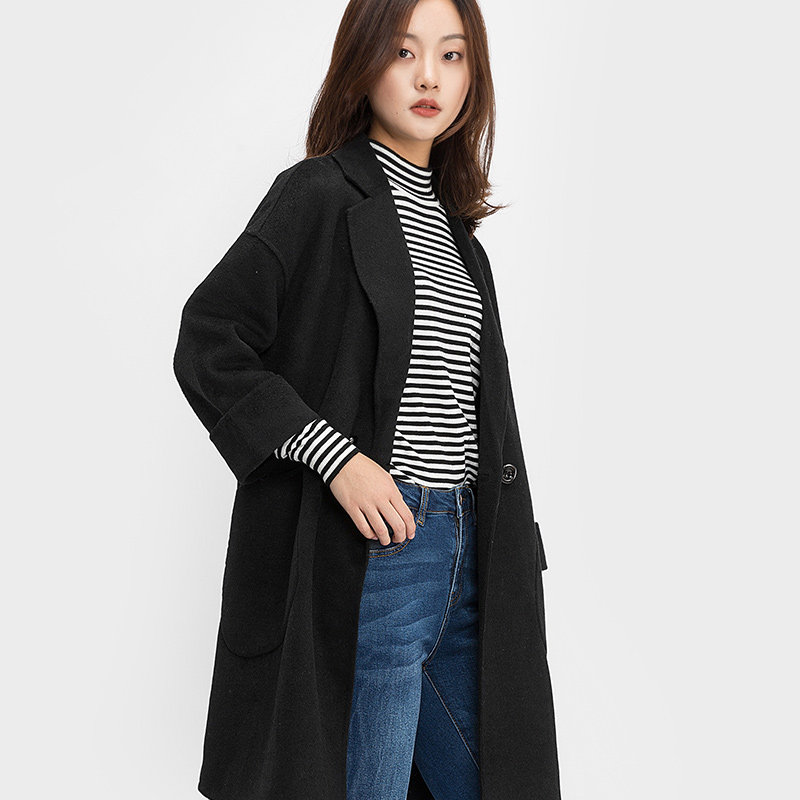 【断码m】艾格冬装女装时尚毛呢大衣 艾格银座毛呢外套