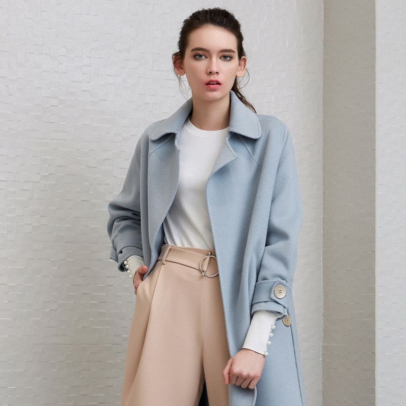 艾格羊毛双面2022秋季新款呢大衣 艾格银座毛呢外套