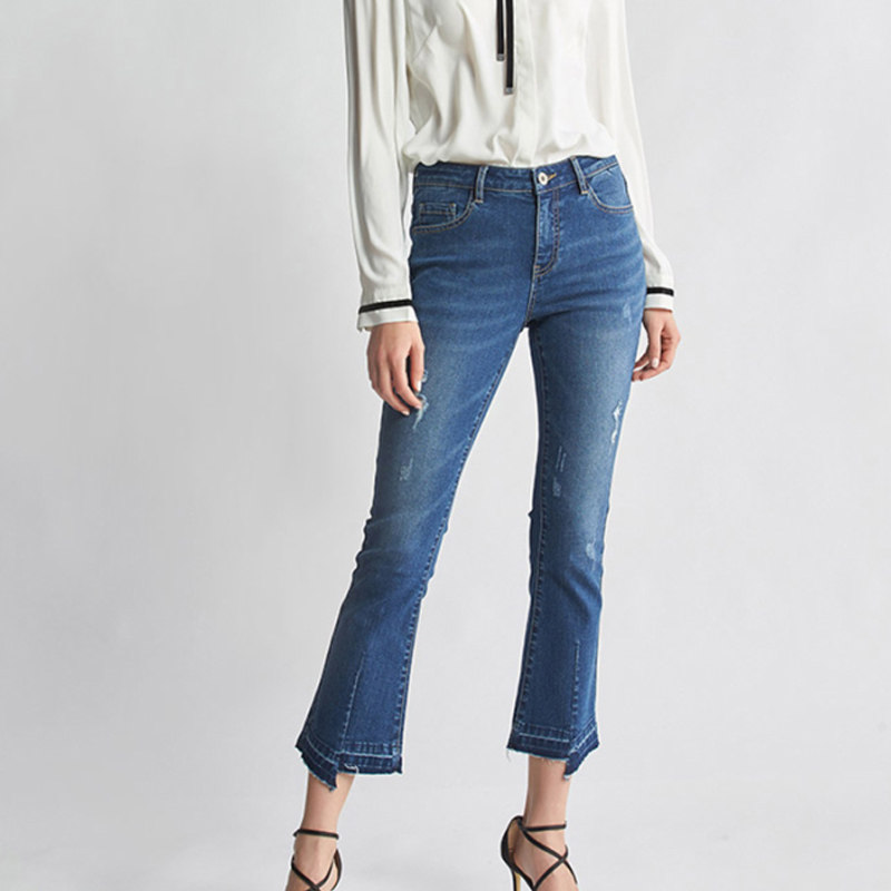 艾格官方旗舰店春季女装时尚牛仔裤 艾格银座牛仔裤