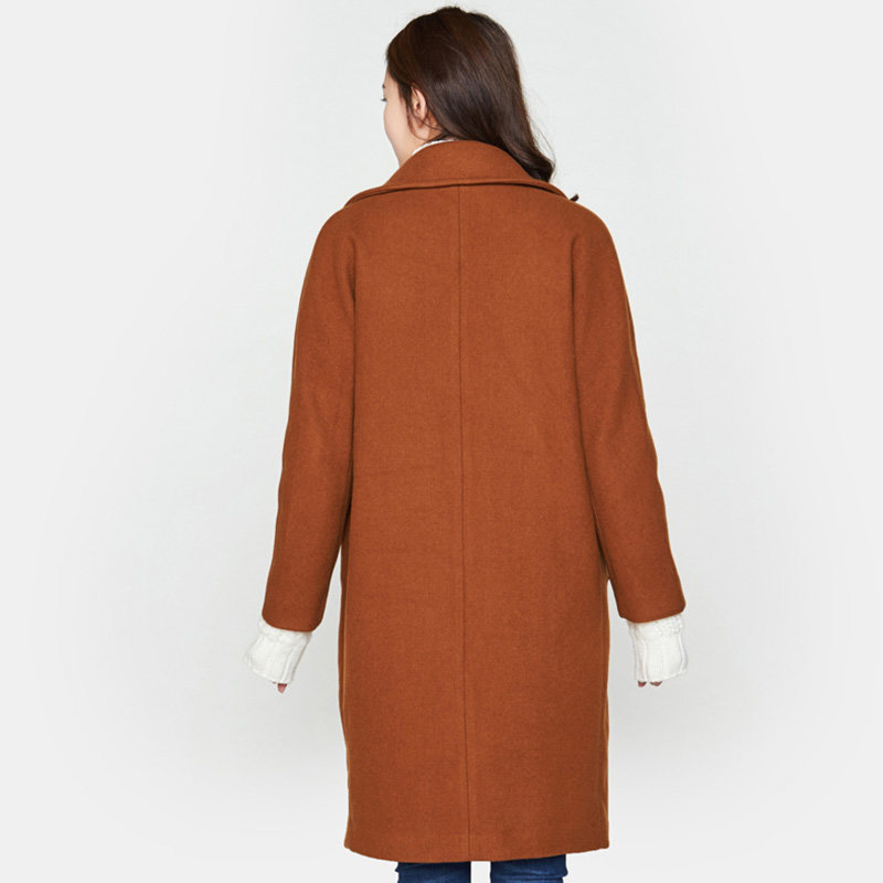 艾格冬季女装时尚百搭纯色毛呢大衣 艾格银座毛呢外套