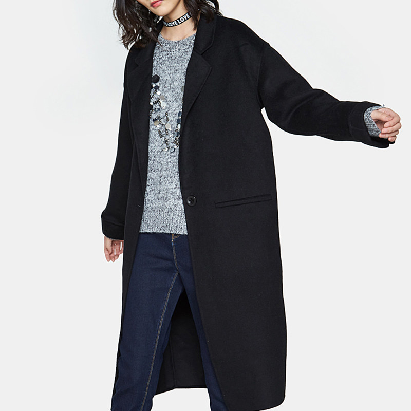 艾格冬季女装新款休闲羊毛毛呢大衣 艾格银座毛呢外套