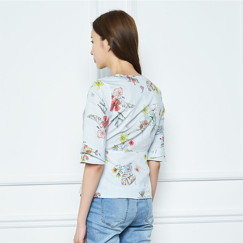 艾格2020夏季女装新品甜美休闲衫 艾格银座衬衫