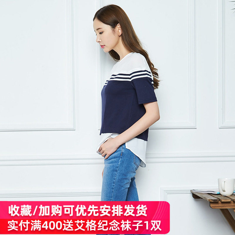 艾格2020夏季女装时尚百搭个性t恤 艾格银座T恤