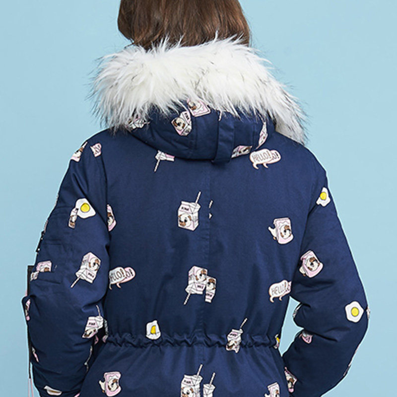 艾格冬季女装休闲个性简约毛领棉服 艾格银座棉衣/棉服