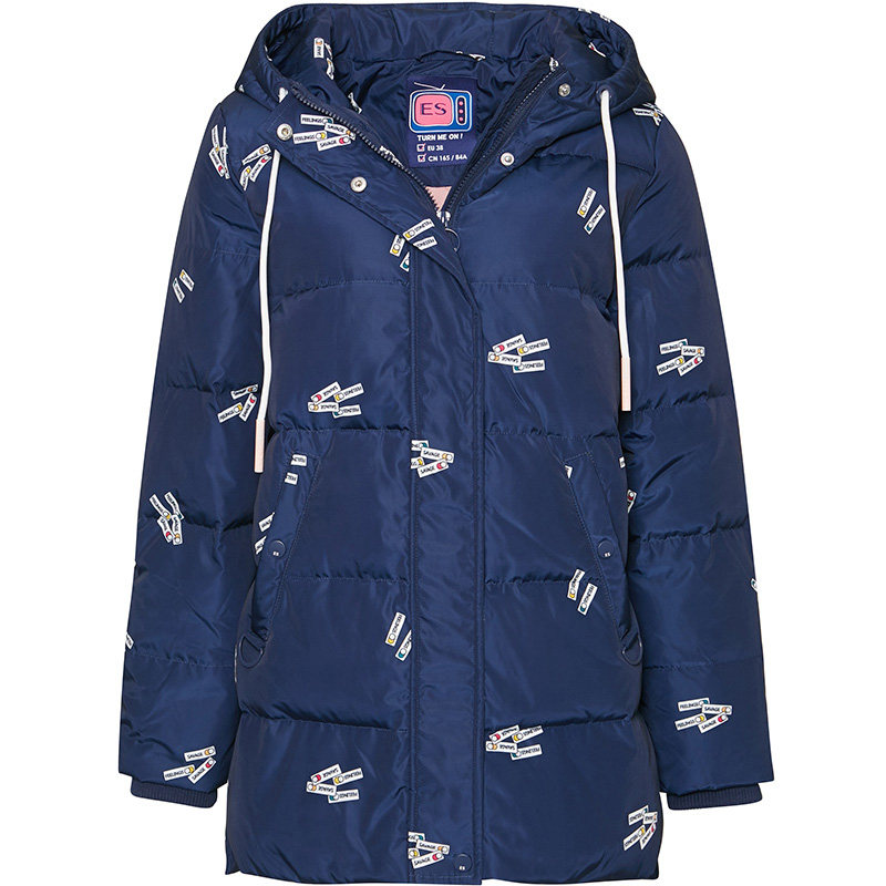 艾格冬装女装印花百搭宽松白鸭绒 艾格银座羽绒服