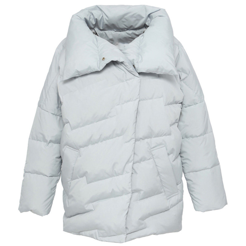 艾格冬季女装韩版简约纯色白鸭绒 艾格银座羽绒服