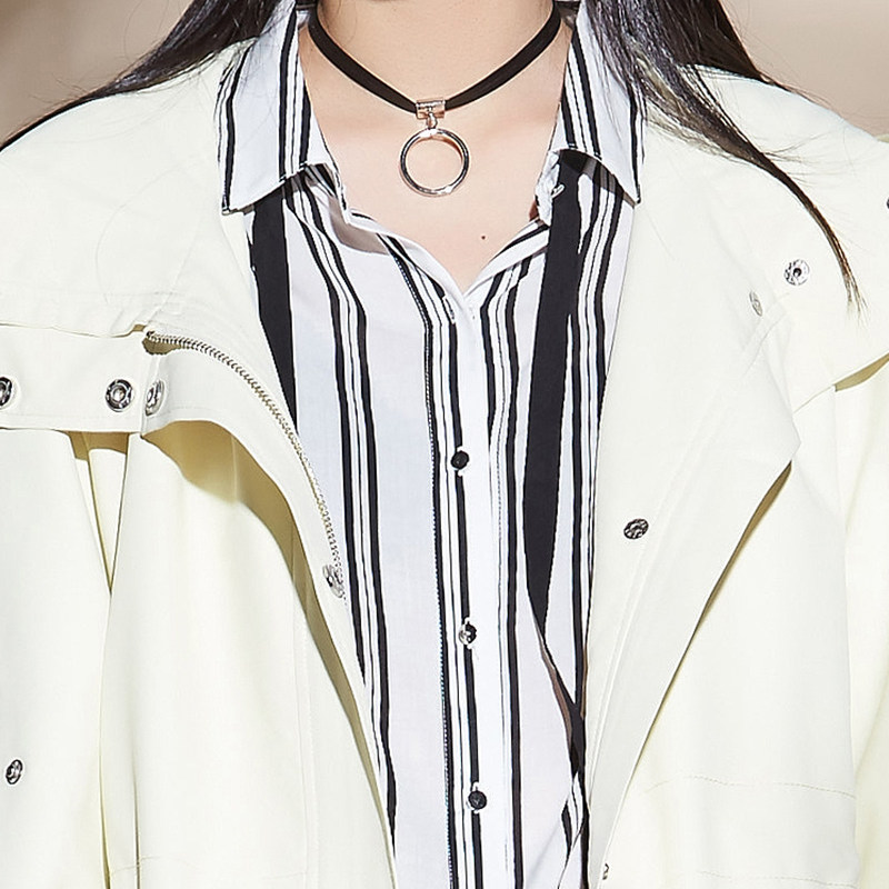 艾格春秋季百搭直筒长袖连帽风衣 艾格银座风衣