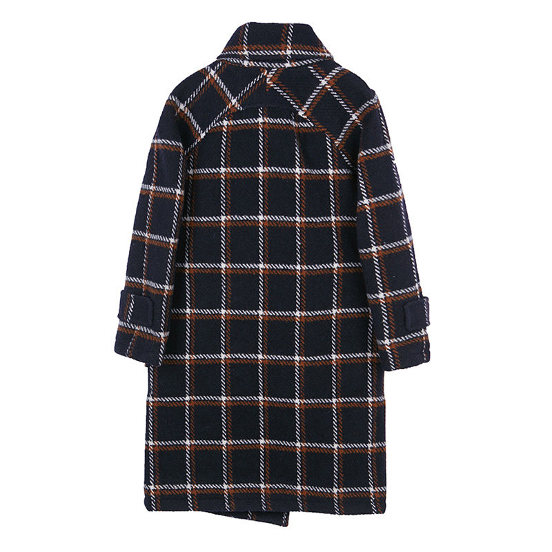 艾格冬季女装格子时尚纯色中长款 艾格银座毛呢外套