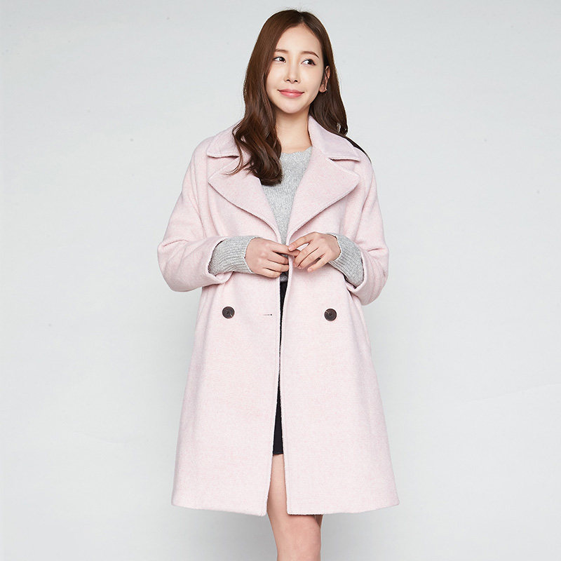 艾格2022秋冬新款纯色宽松毛呢大衣 艾格银座毛呢外套