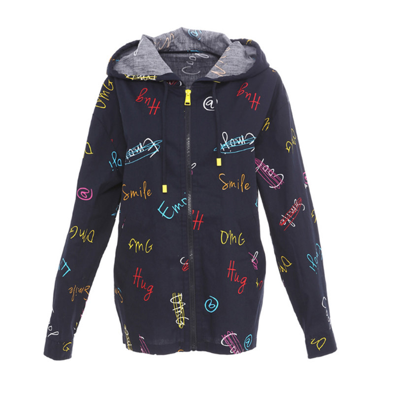 艾格2020春秋季新款长袖印花拉链 艾格银座短外套