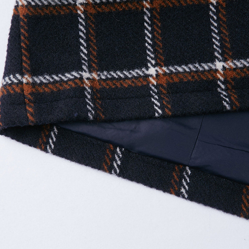 艾格冬季女装格子时尚纯色中长款 艾格银座毛呢外套