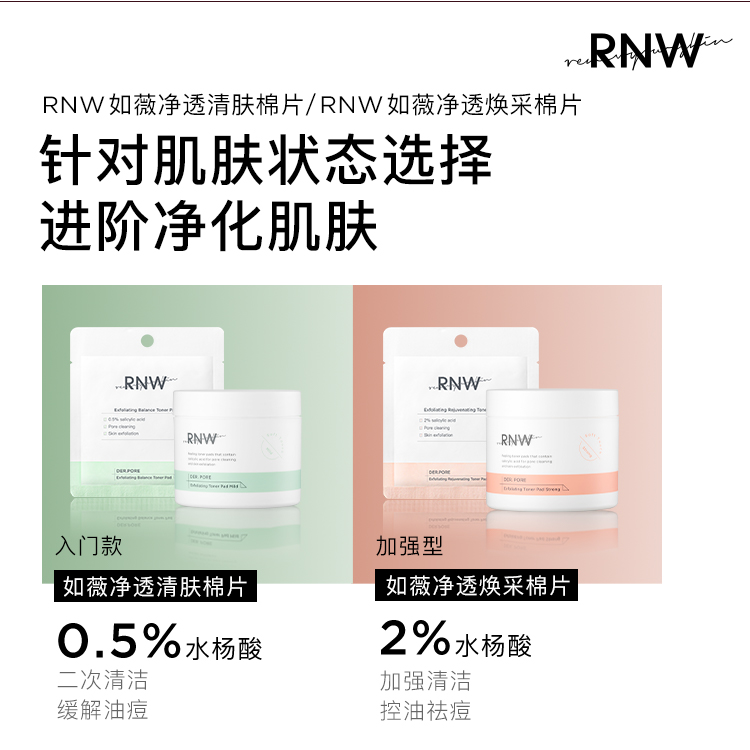 rnw水杨酸棉片正品女酸刷去闭口黑头粉刺收缩毛孔淡化痘印温和清洁-第4张图片-提都小院