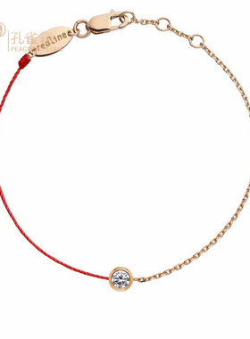 redline红绳女士Pure 0.10克拉圆形钻石半绳半链优雅时尚手链