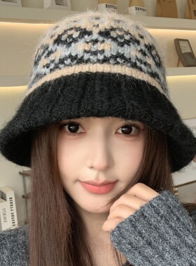 秋冬提花针织渔夫帽女复古民族风毛线水桶帽户外防寒保暖帽子批发