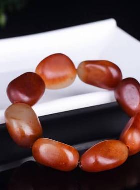 枣红皮红沁皮原石籽料手串手链