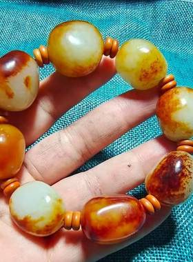 枣红皮原石籽料手串手链