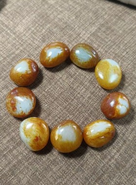 黄沁皮沁料原石随形手链手串