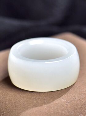 指环尾戒男女款带证书白玉籽料