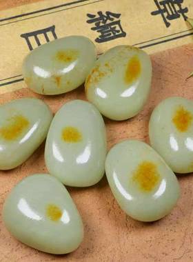 白玉原石籽料带黄沁皮手链手串