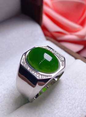 高档纯天然和田玉戒指男款玉戒指