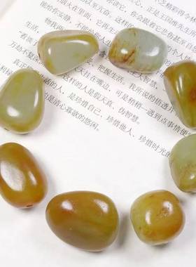 羊脂级白玉黄沁皮原石籽料手串