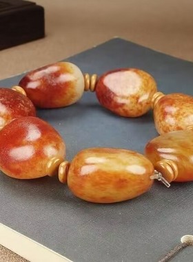 羊脂级红油皮籽料原石手链