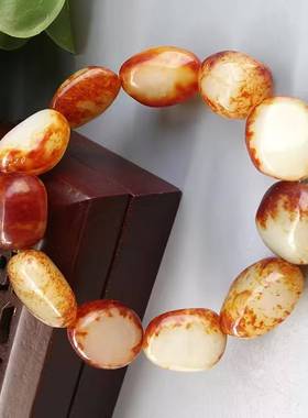 枣红皮籽料原石手链手串