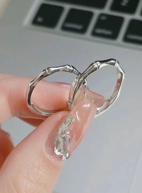 竹子戒指竹节戒简约小众纪念情侣对戒男女一对竹节戒男女戒子潮