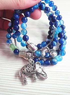 玛瑙复古多层碧玺饰品水晶手链