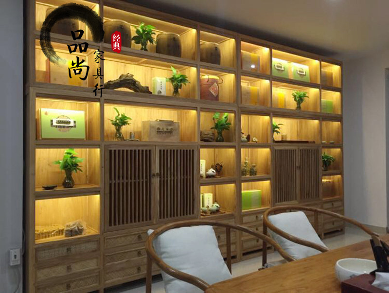 新中式茶柜茶叶展柜,茶叶摆放柜图片大全,实木茶柜_大山谷图库