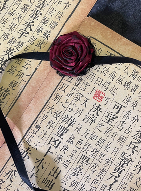 设计手作原创灼烧玫瑰项链哥特