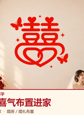 婚车玻璃贴婚庆窗贴静电贴贴纸饰品窗花贴用品车贴喜字贴定制门窗