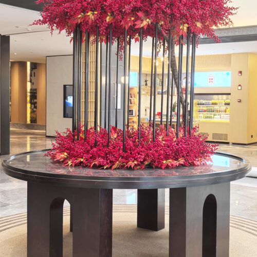 花艺桌大圆桌花桌酒店花台会所大堂圆台摆台端景台大厅展示风水台 - 图3